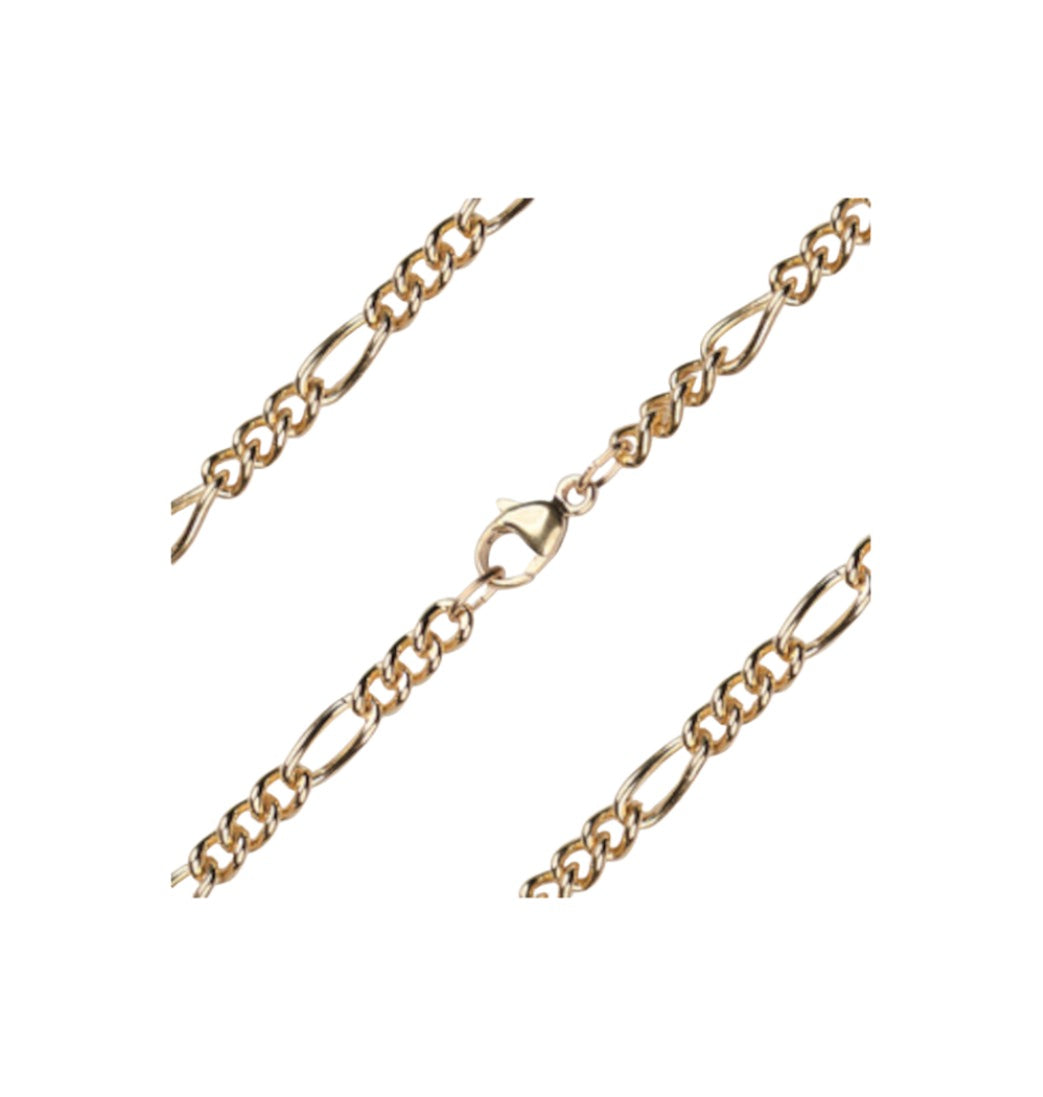 Gold-filled 3.40mm Heavy Figaro Bracelet with Lobster Claw