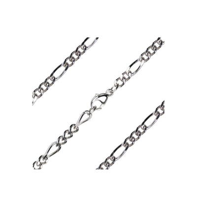 Sterling Silver 3.40mm Heavy Figaro Bracelet with Lobster Claw, Bliss Manufacturing