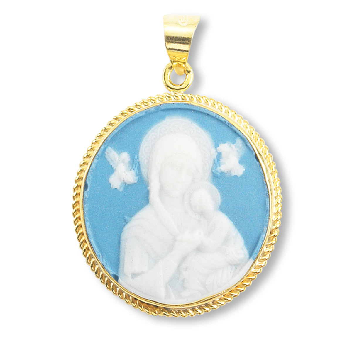 Our Lady of Perpetual Help Gold/Sterling Blue Cameo