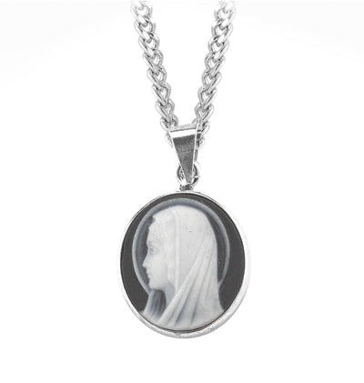 Black Madonna Profile Cameo Necklace, HMH Religious