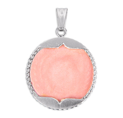 Back of Pink Madonna and Child Jesus Cameo Necklace, HMH Religious