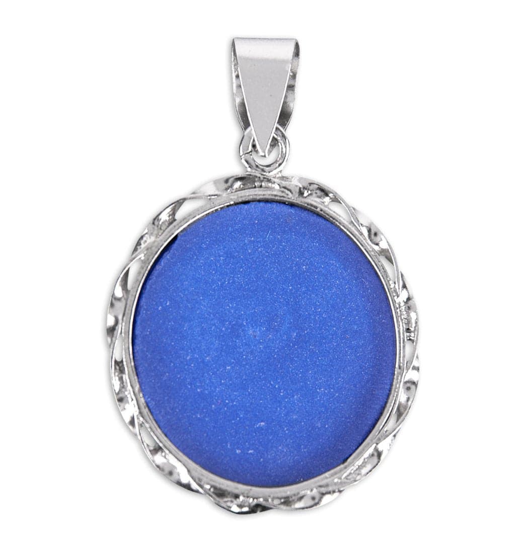 Back of HMH Religious Blue Our Lady of Lourdes Cameo Necklace,