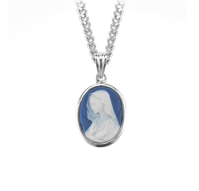 Dark Blue Madonna Cameo Necklace, HMH Religious