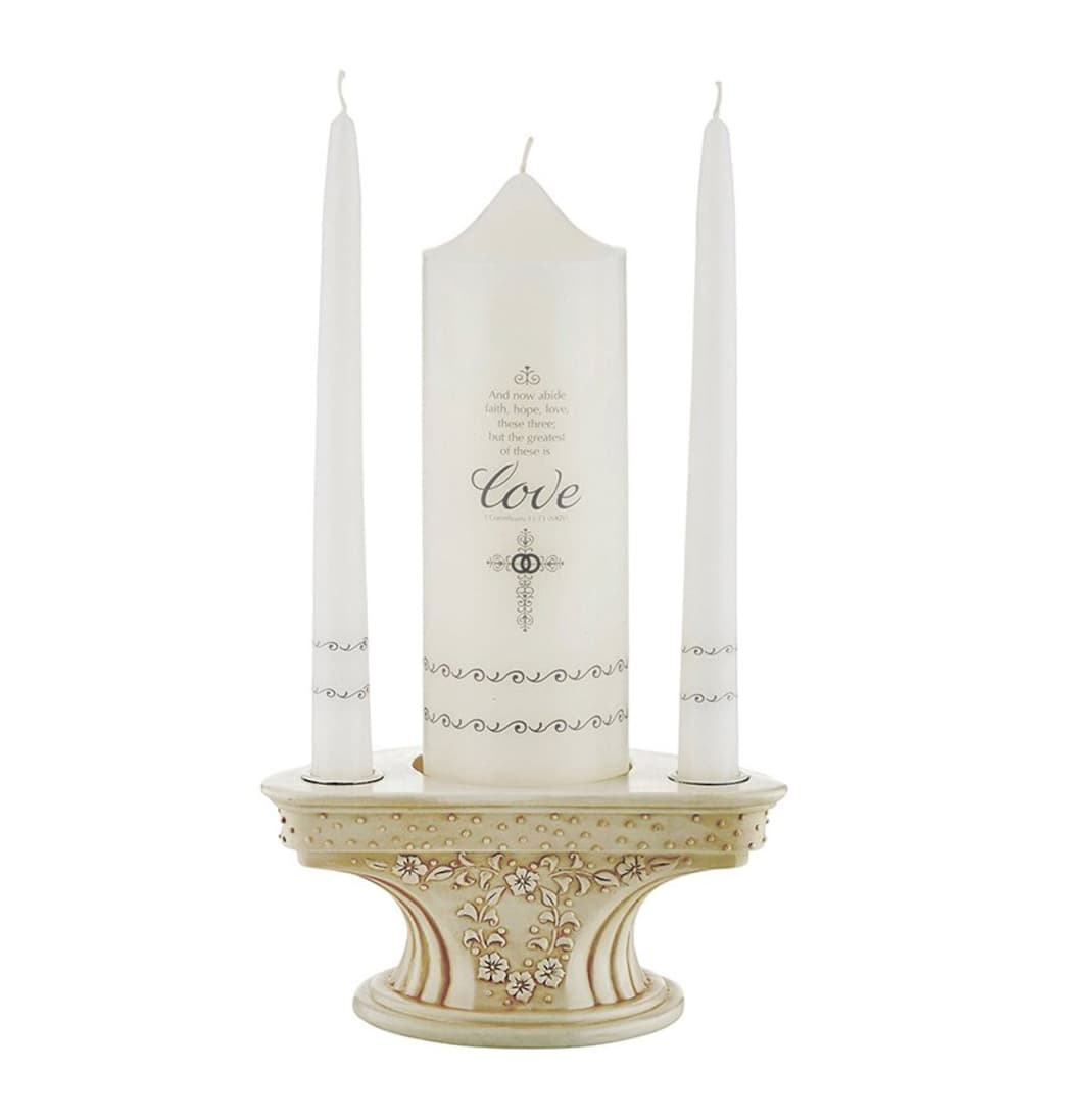 Avalon Gallery Ivory and Lace Color Wedding Unity Candleholder,