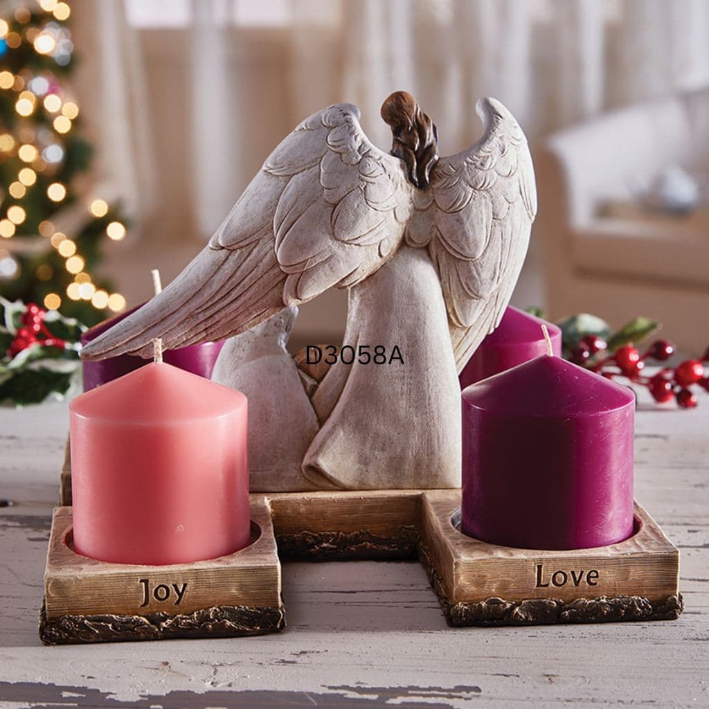 Avalon Gallery Angel with Open Wings Christmas Nativity Advent Candleholder Back
