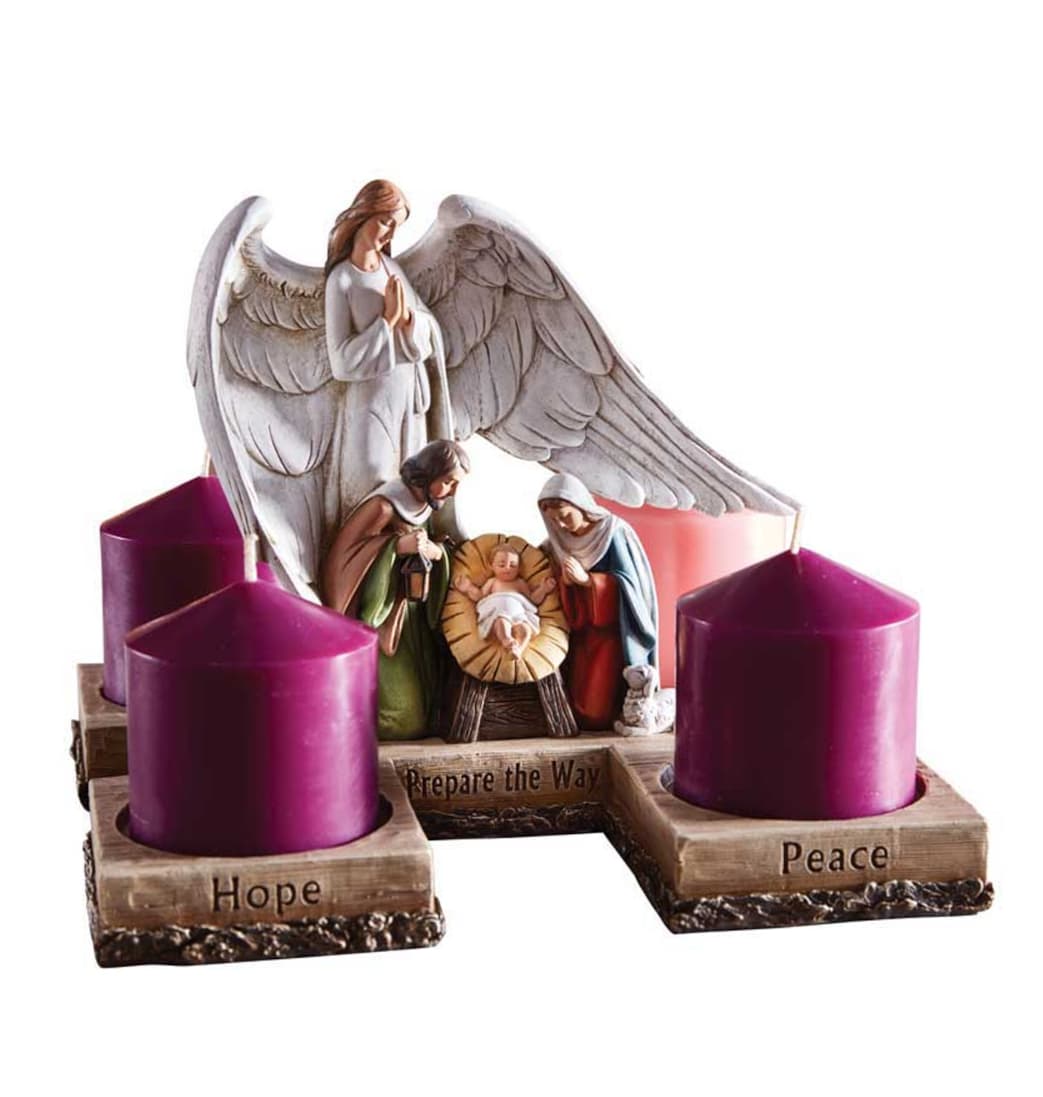 Avalon Gallery Angel with Open Wings Christmas Nativity Advent Candleholder,