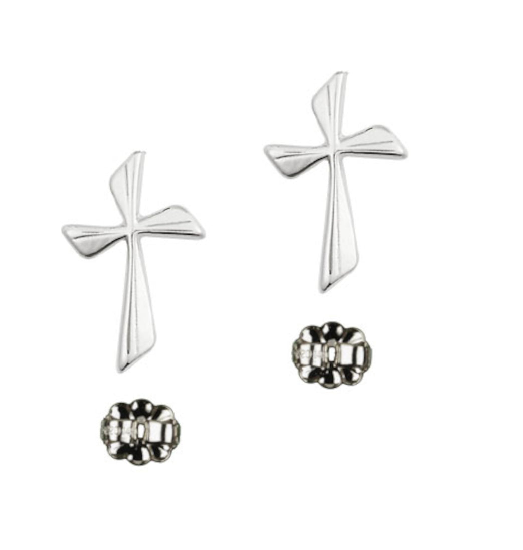 Bliss Manufacturing Sterling Silver Flared Cross Earrings