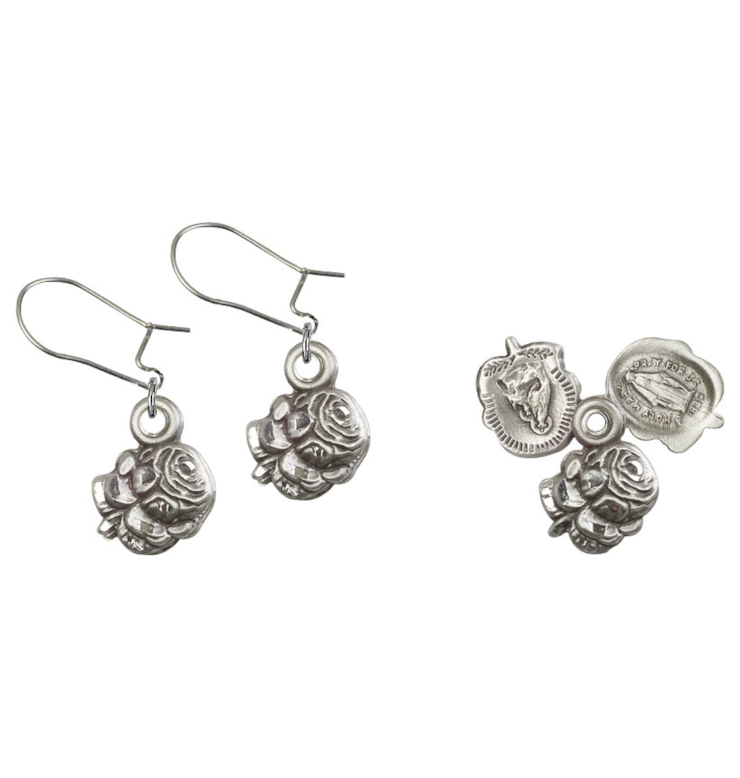 Bliss Manufacturing Sterling Silver Miraculous Slide Rosebud Dangle Earrings,