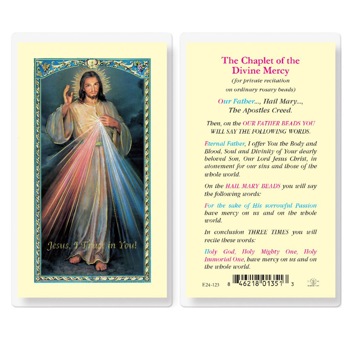 Chaplet of the Divine Mercy Laminated Holy Cards 25pcs