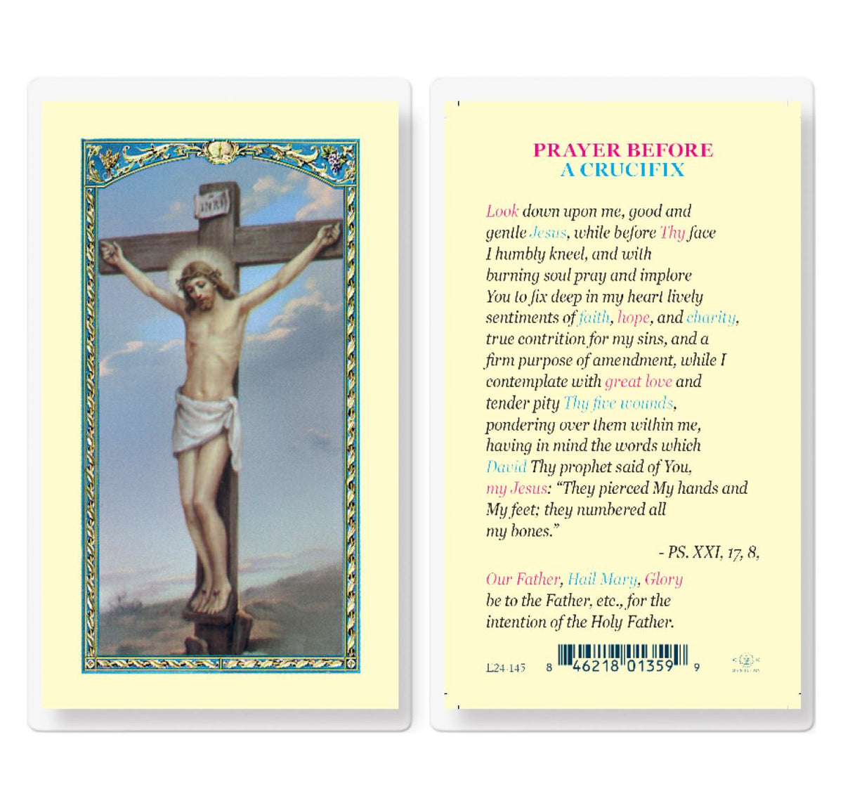 Prayer Before a Crucifix Laminated Holy Cards 25pcs