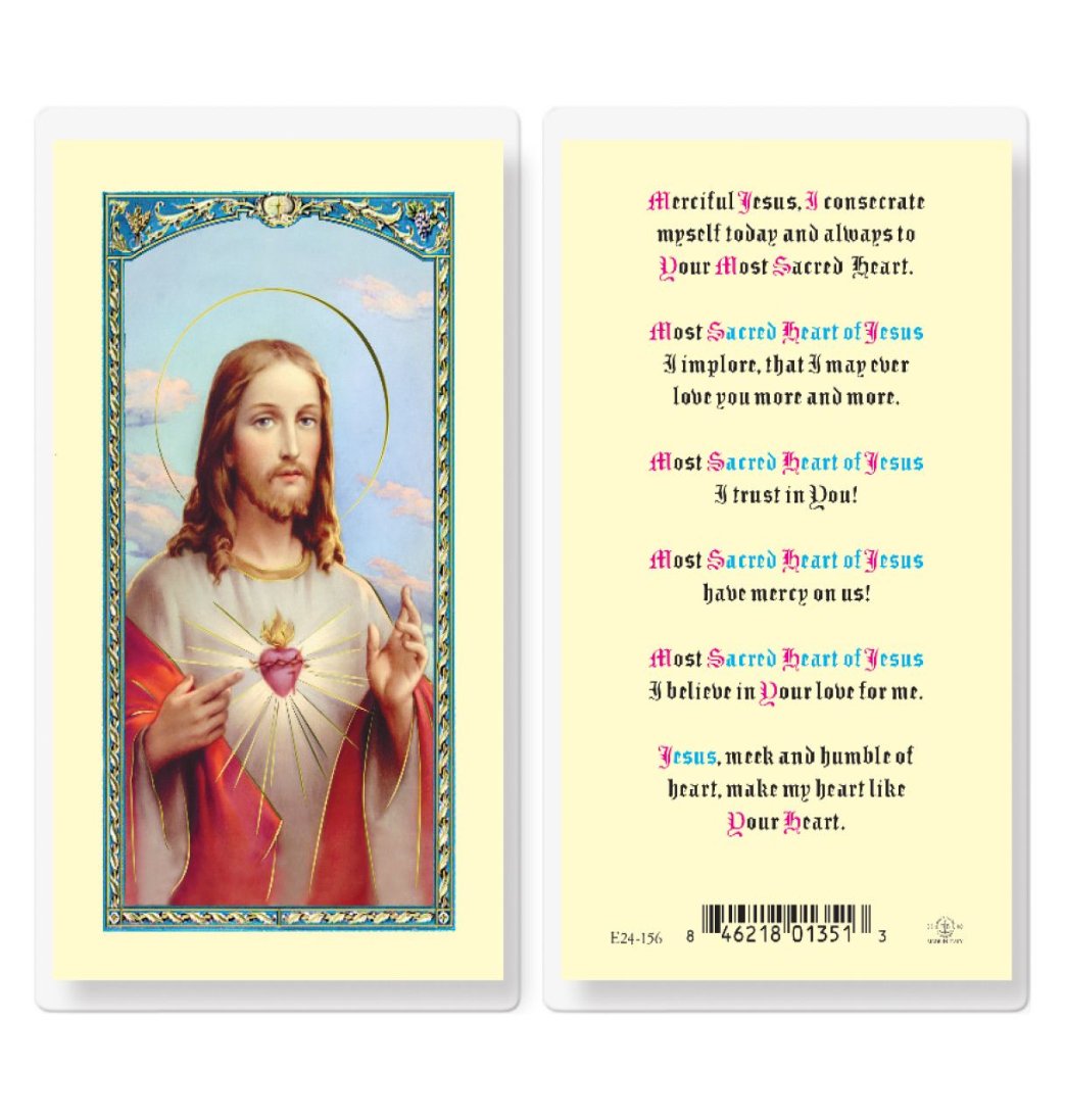 Sacred Heart of Jesus Laminated Holy Cards 25pcs,