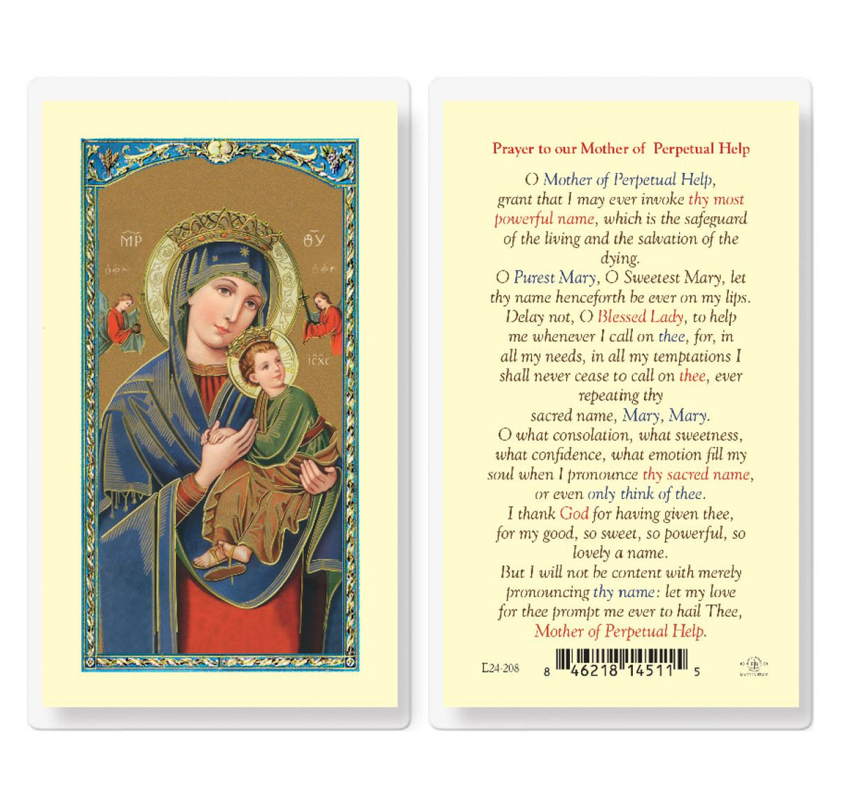 Our Lady of Perpetual Help Laminated Holy Cards 25pcs,