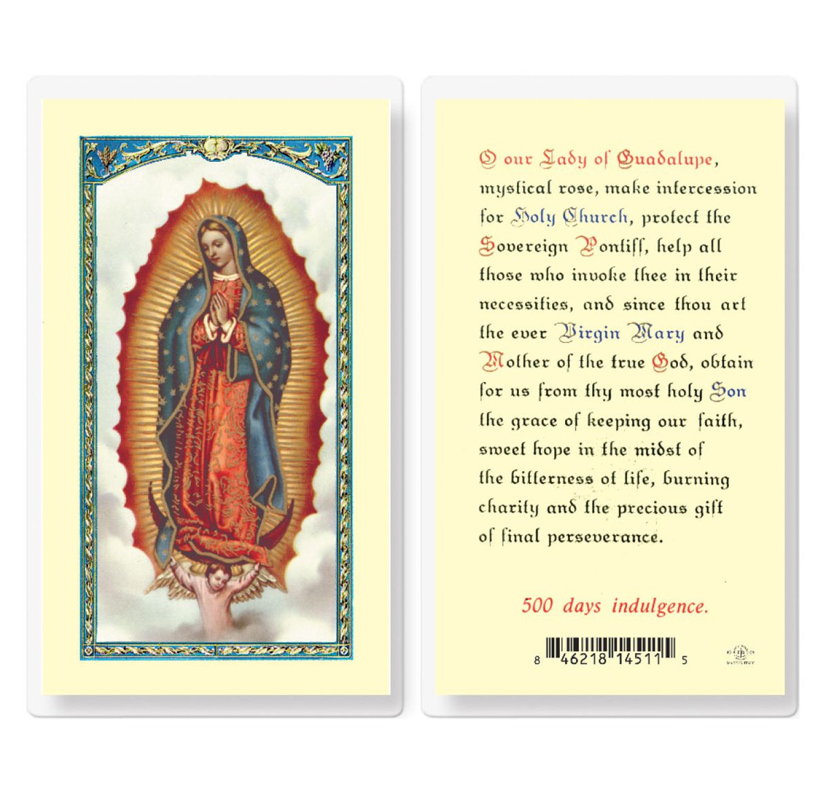 Our Lady of Guadalupe Prayer Laminated Holy Cards 25pcs,