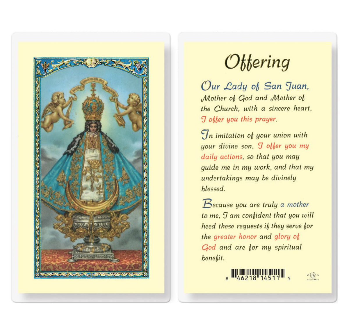 Our Lady of San Juan Laminated Holy Cards 25pcs