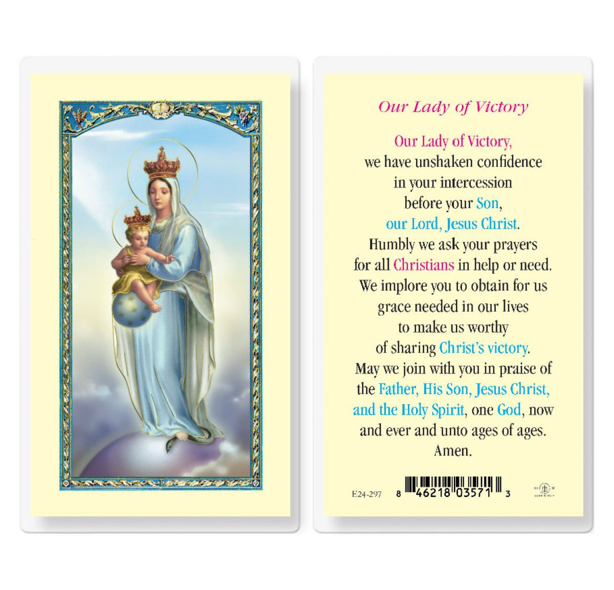 Our Lady of Victory Laminated Holy Cards 25pcs,