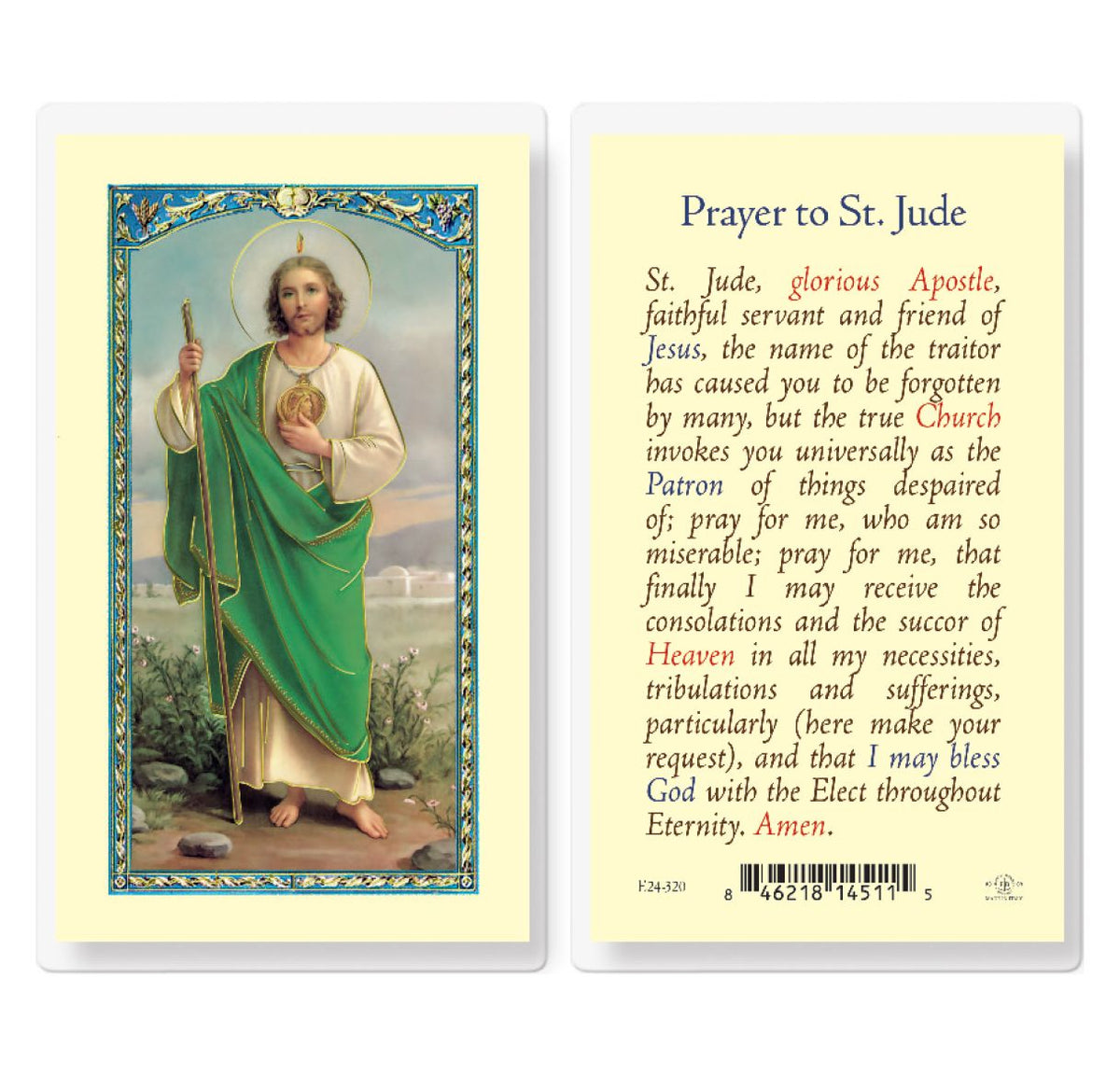 Fratelli Bonella Prayer to St Jude Thaddeus Laminated Holy Cards 25pcs