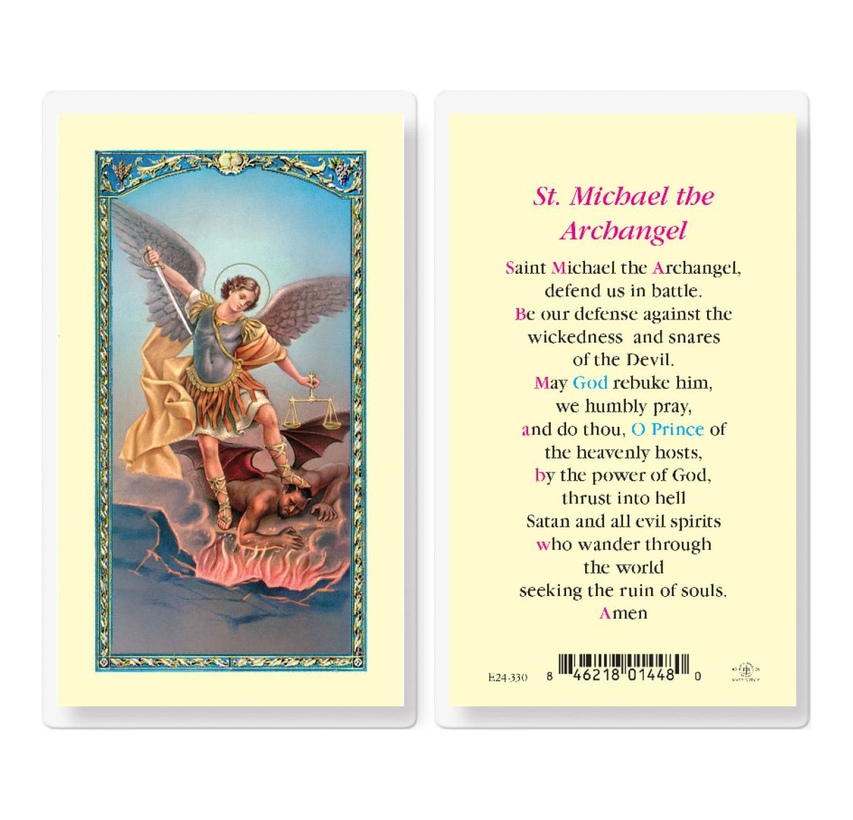 Fratelli Bonella St. Michael Archangel Laminated Holy Cards 25pcs