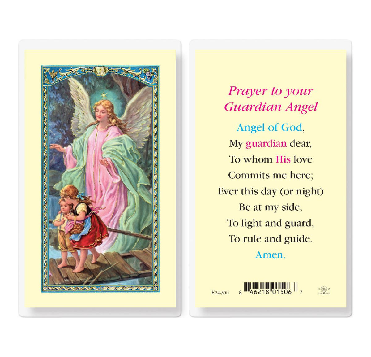 Prayer to Your Guardian Angel Laminated Holy Cards 25pcs