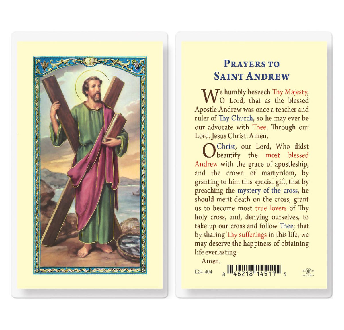 St Andrew the Apostle Laminated Holy Cards 25pcs,