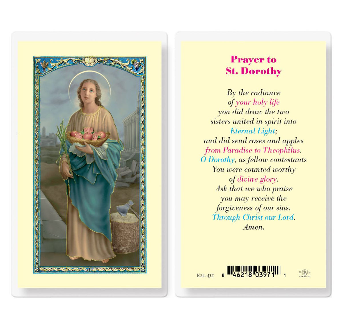 Fratelli Bonella St Dorothy Prayer Laminated Holy Cards 25pcs