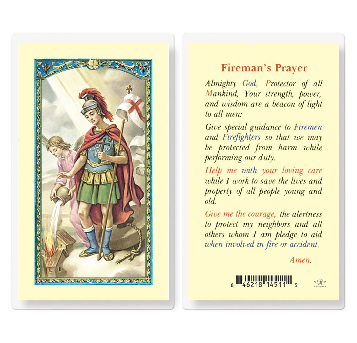 St Florian Firefighter's Prayer Laminated Holy Cards 25pcs