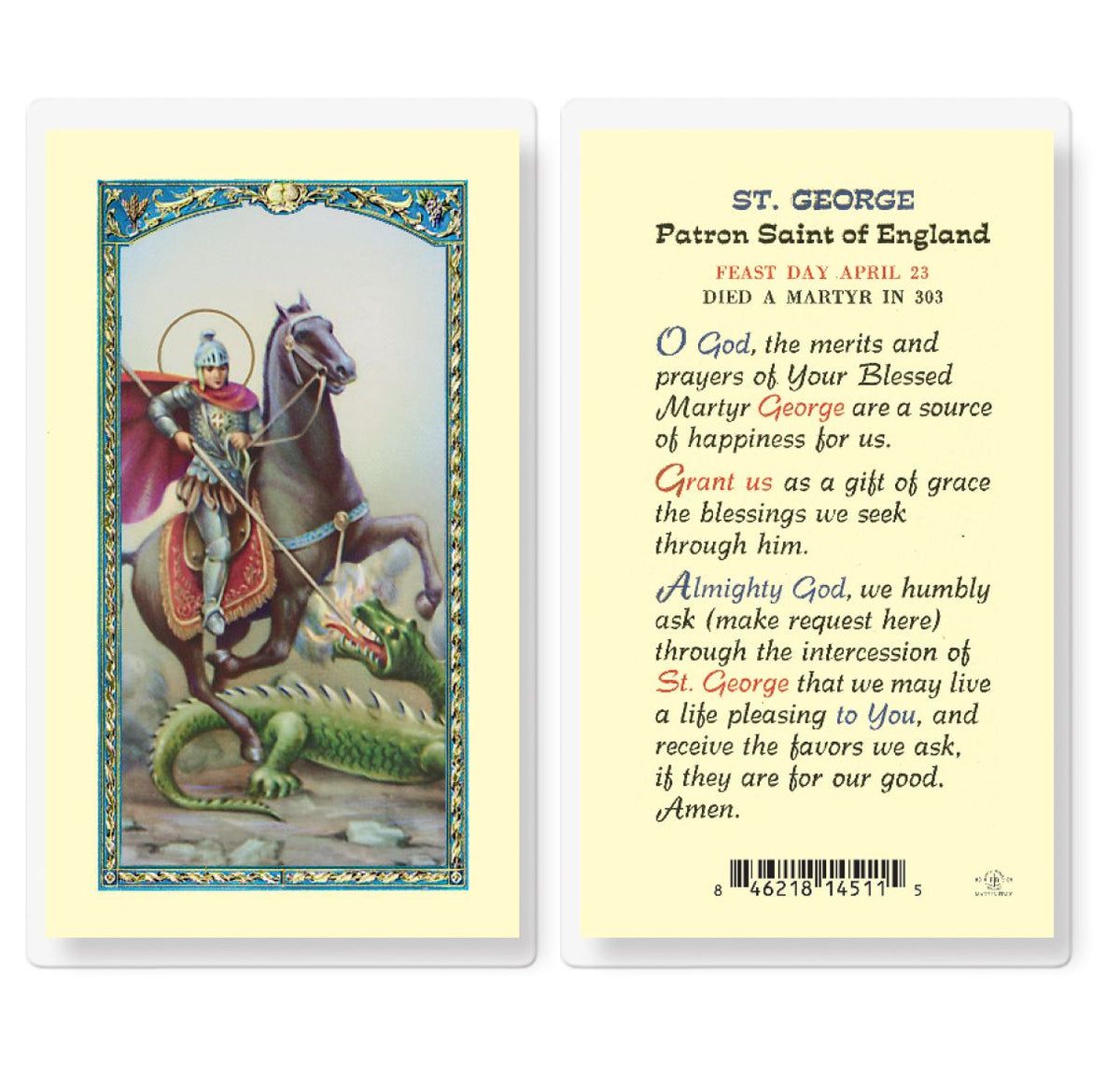 St George Prayer Laminated Holy Cards 25pcs,