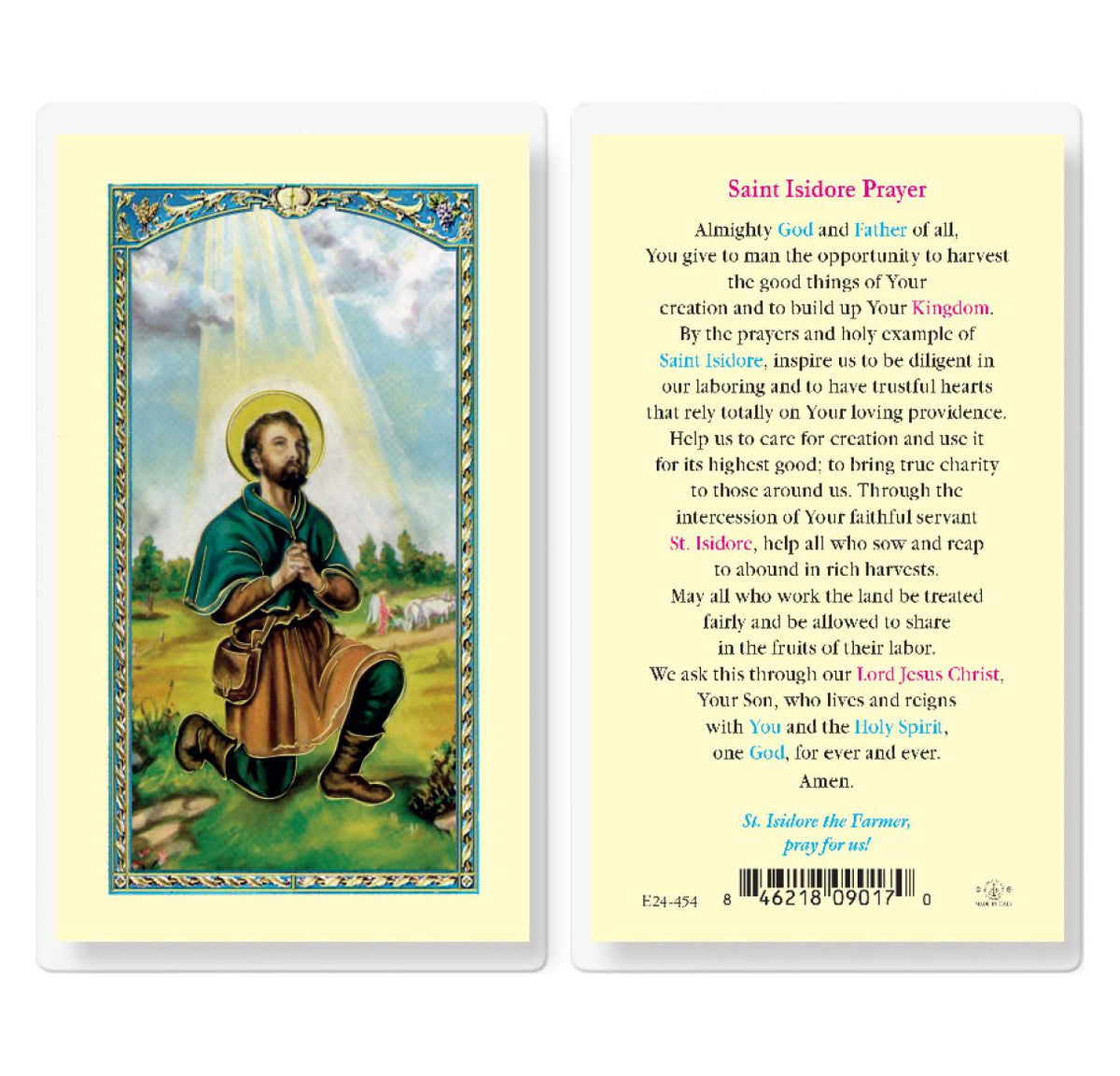 Fratelli Bonella St Isidore the Farmer Prayer Laminated Holy Cards 25pcs