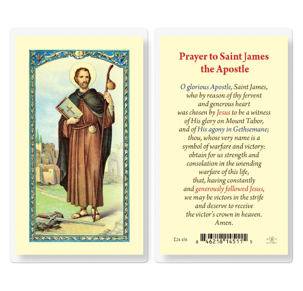 Fratelli Bonella St James the Greater Prayer Laminated Holy Cards 25pcs