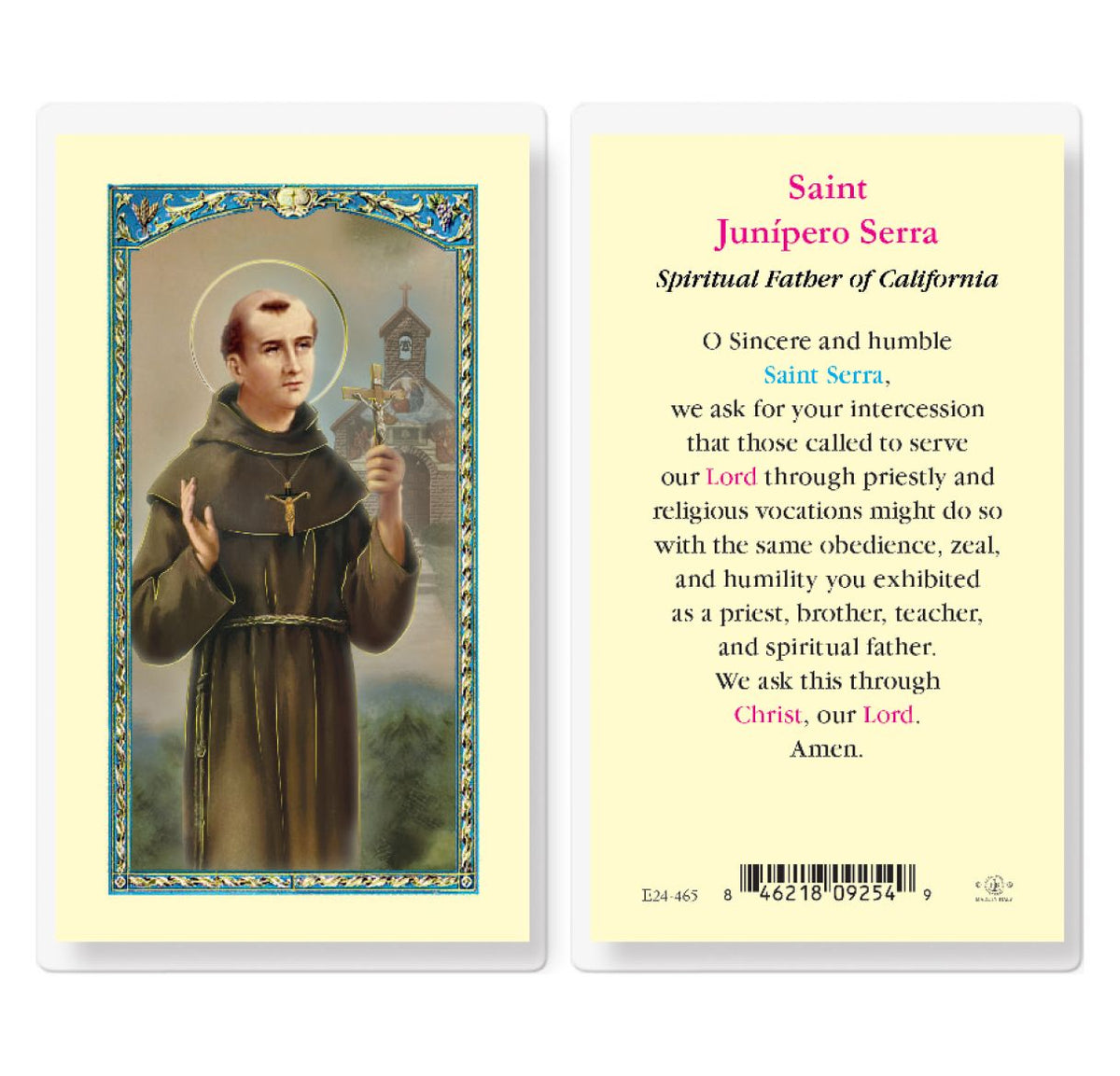 Fratelli Bonella St Junipero Serra Prayer Laminated Holy Cards 25pcs,