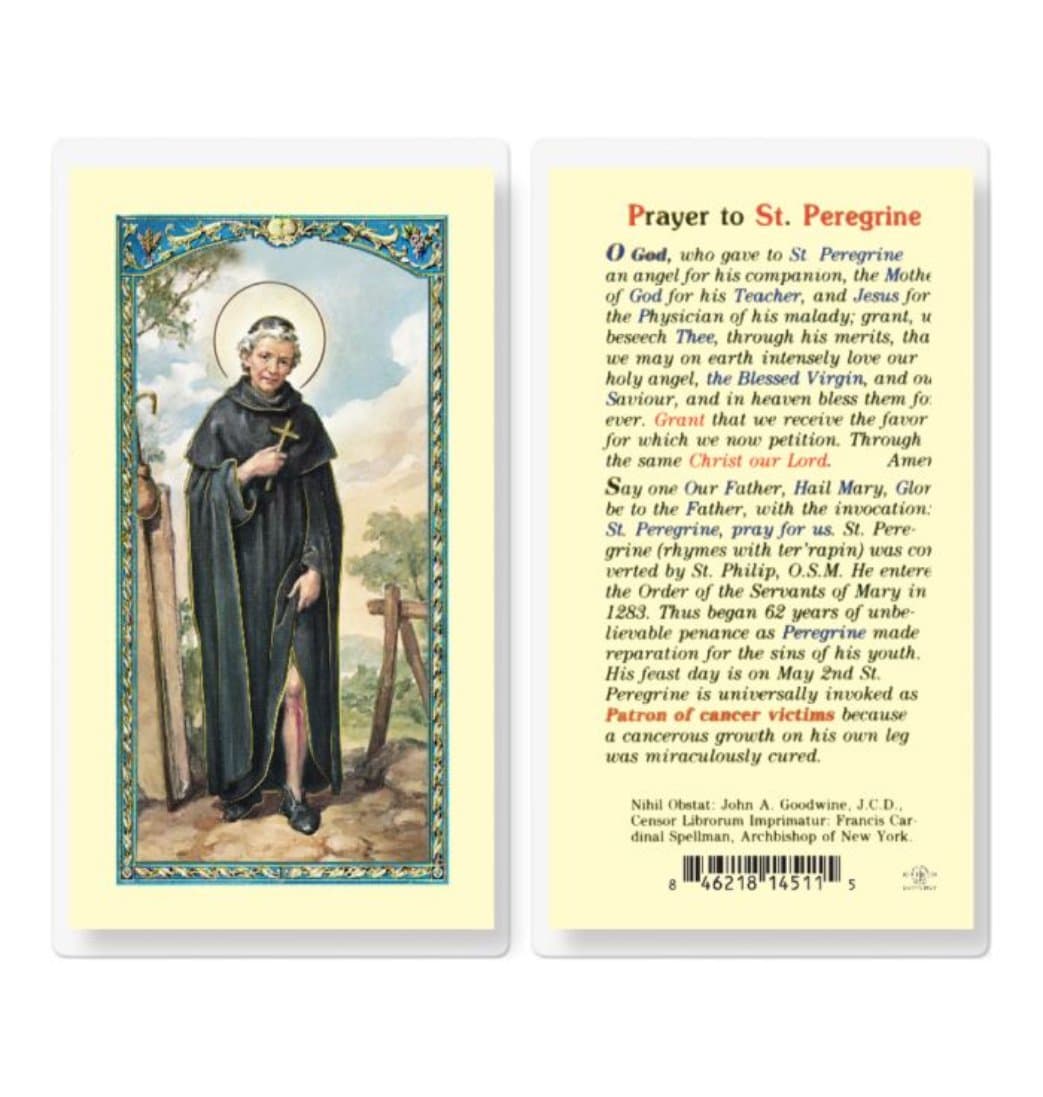 Fratelli Bonella St Peregrine Laminated Prayer Holy Cards 25pcs,