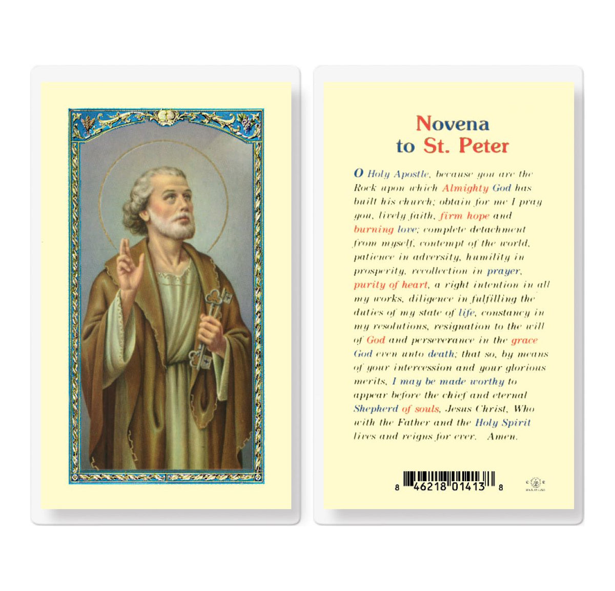 St Peter the Apostle Novena Laminated Holy Cards 25pcs,