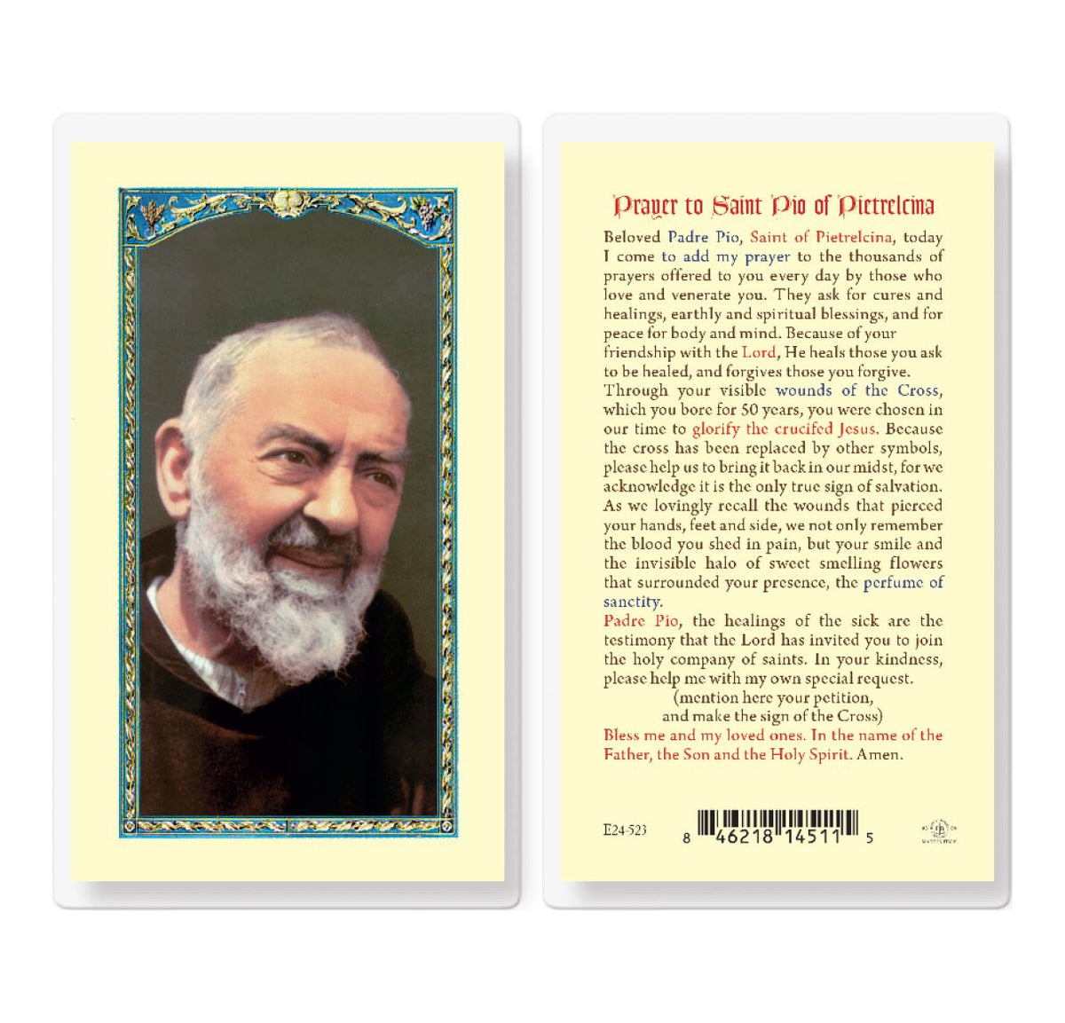 St Pio of Pietrelci Prayer Laminated Holy Cards 25pcs