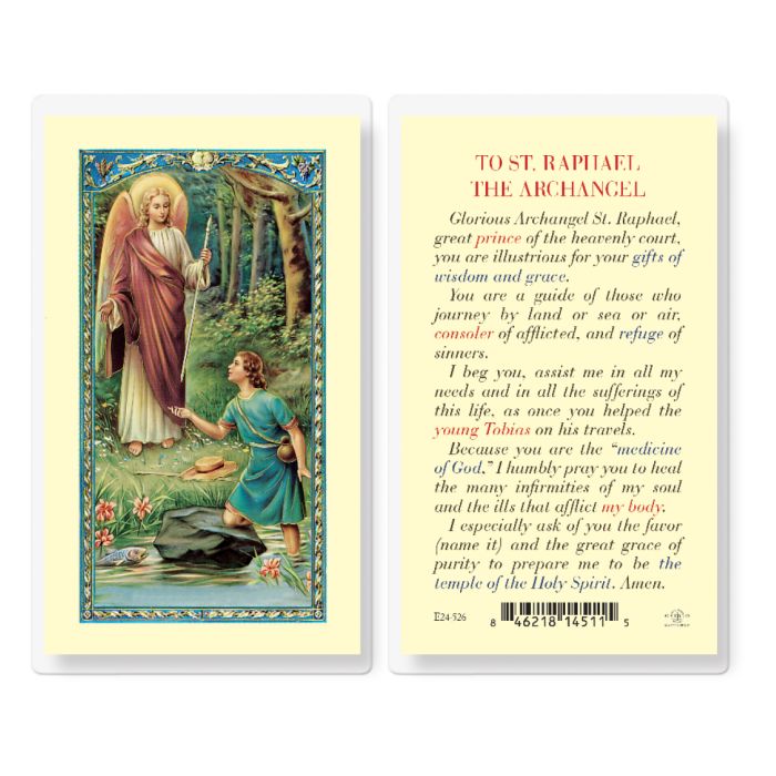 Fratelli Bonella St Raphael Archangel Prayer Laminated Holy Cards 25pcs