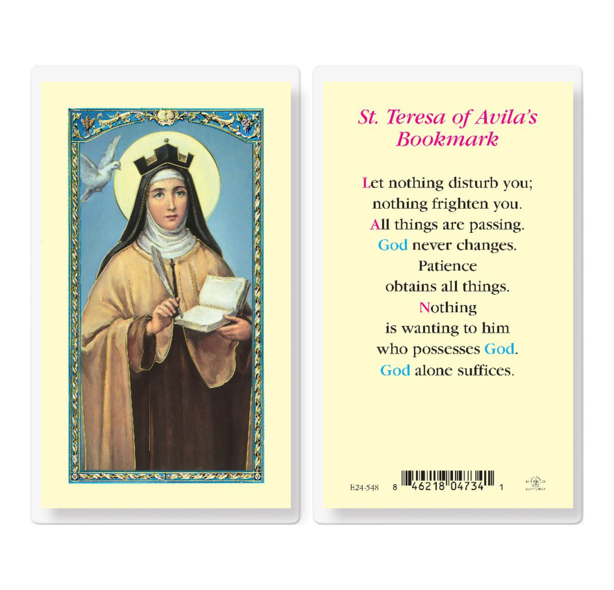 St Teresa of Avila Prayer Laminated Holy Cards 25pcs,