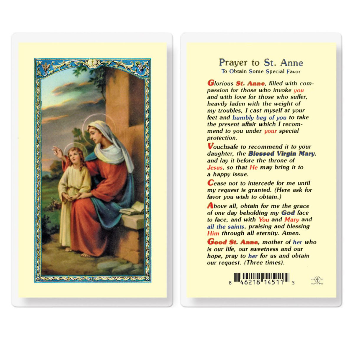 St Anne and Mary Favor Prayer Laminated Holy Cards 25pcs