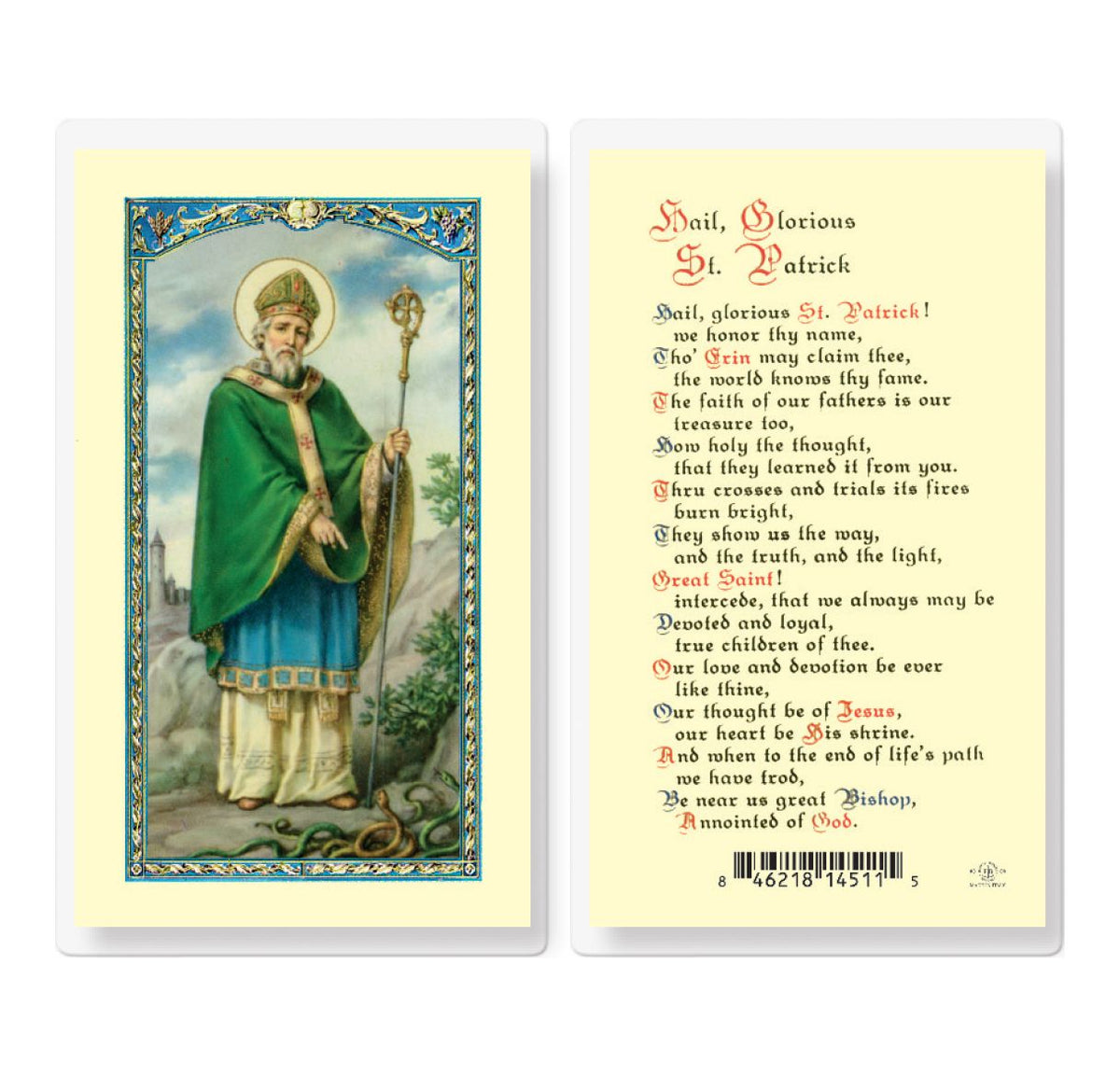 St Patrick Prayer Laminated Holy Cards 25pcs,