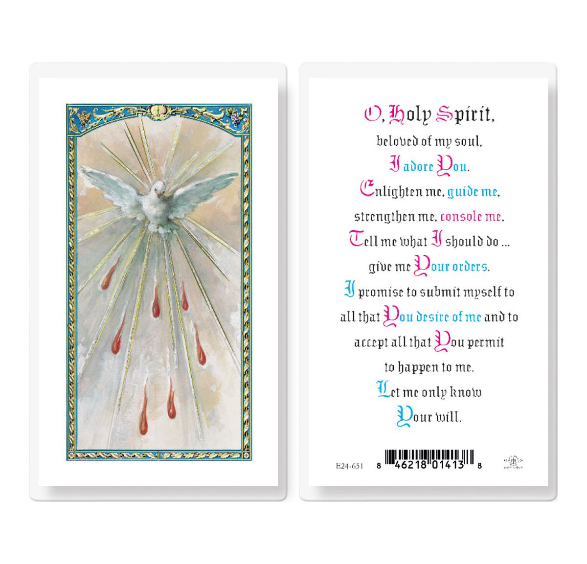 Holy Spirit Dove Prayer Laminated Holy Cards 25pcs