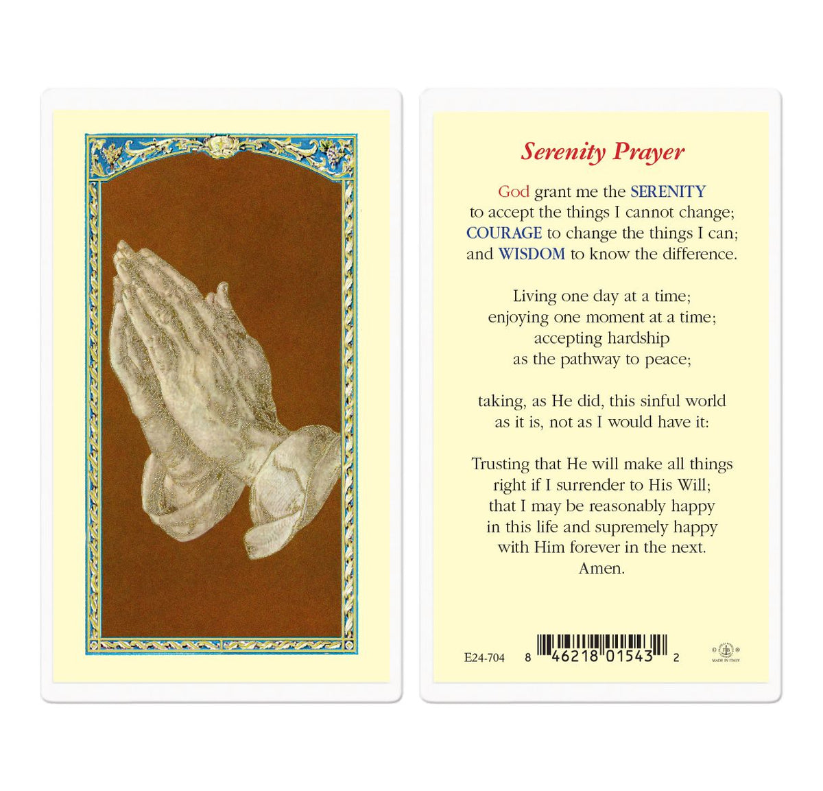 Serenity Prayer Laminated Holy Cards 25pcs