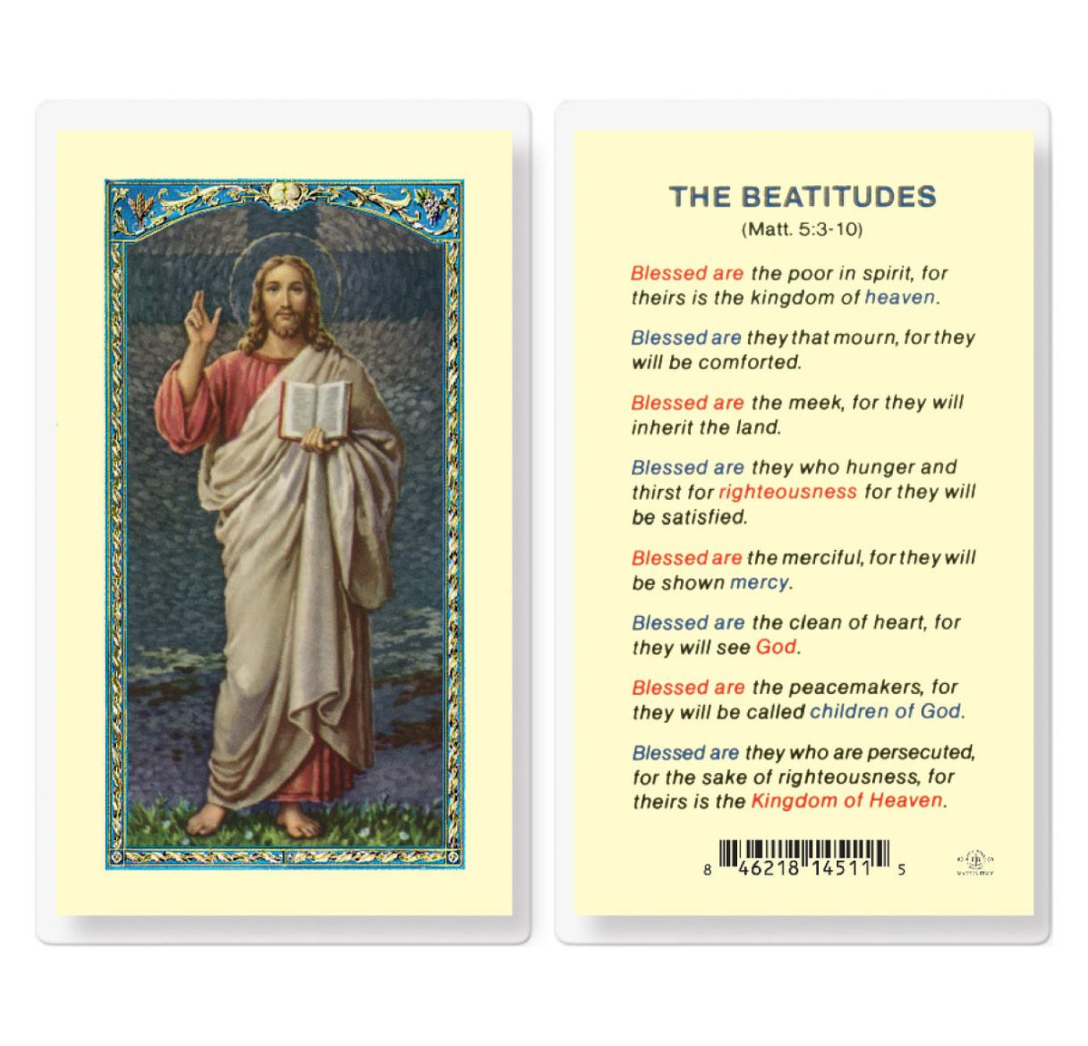 Fratelli Bonella The Beatitudes Blessing Prayer Laminated Holy Cards 25pcs