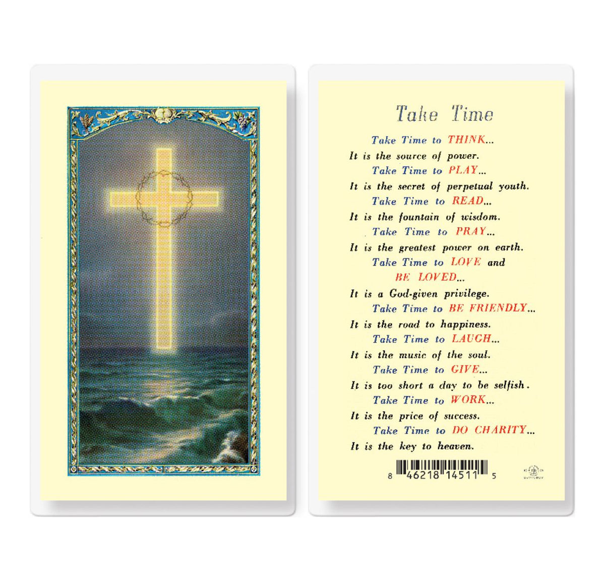 Take Time - Cross on the Ocean Laminated Holy Cards 25pcs,