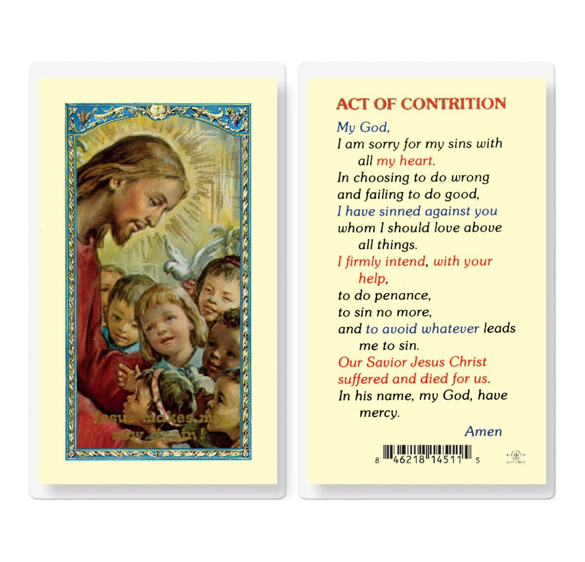 Act of Contrition Prayer Laminated Holy Cards 25pcs,