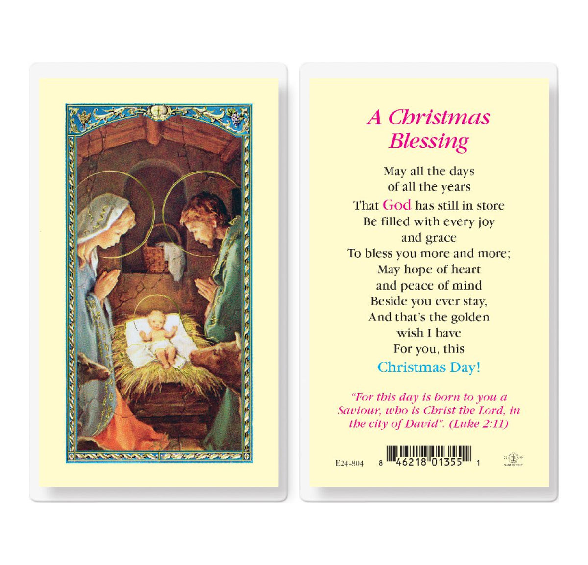 Holy Family a Christmas Blessing Laminated Holy Cards 25pcs