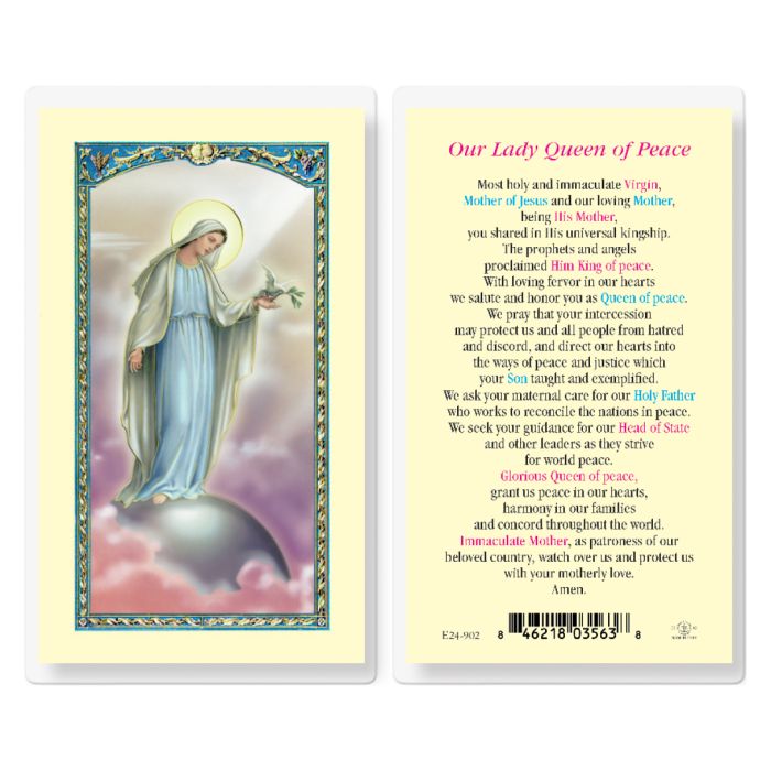 Our Lady Queen of Peace Prayer Laminated Holy Cards 25pcs