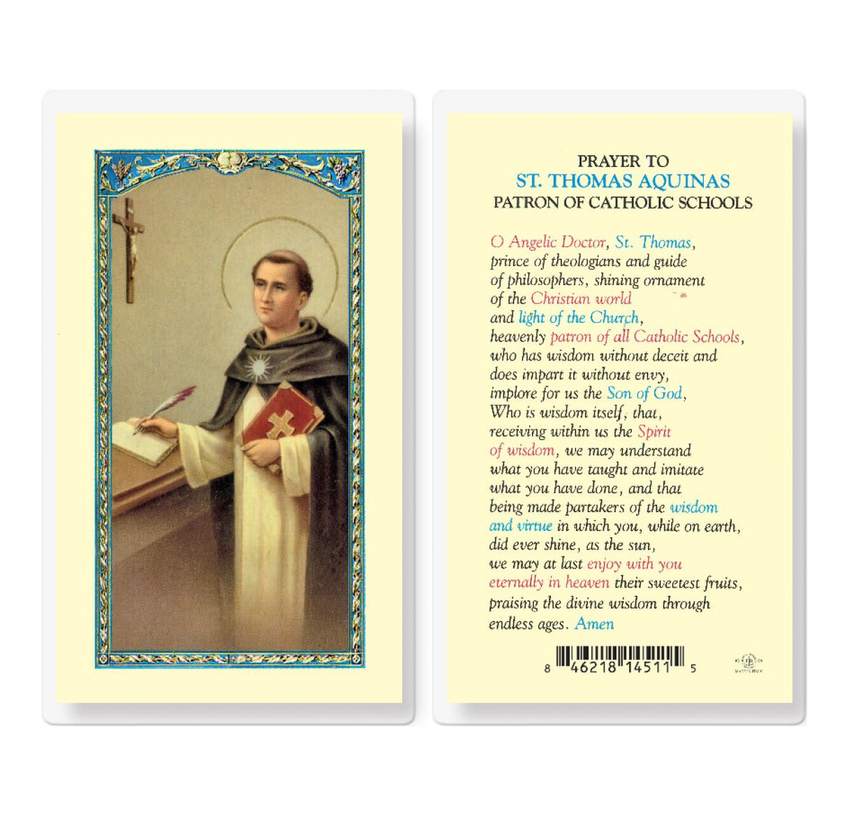 St Thomas Aquinas Catholic Schools Laminated Holy Cards 25pcs,