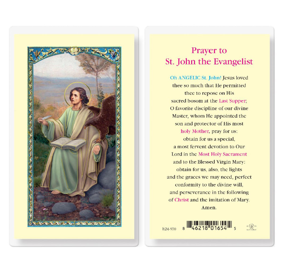 St John the Evangelist Prayer Laminated Holy Cards 25pcs