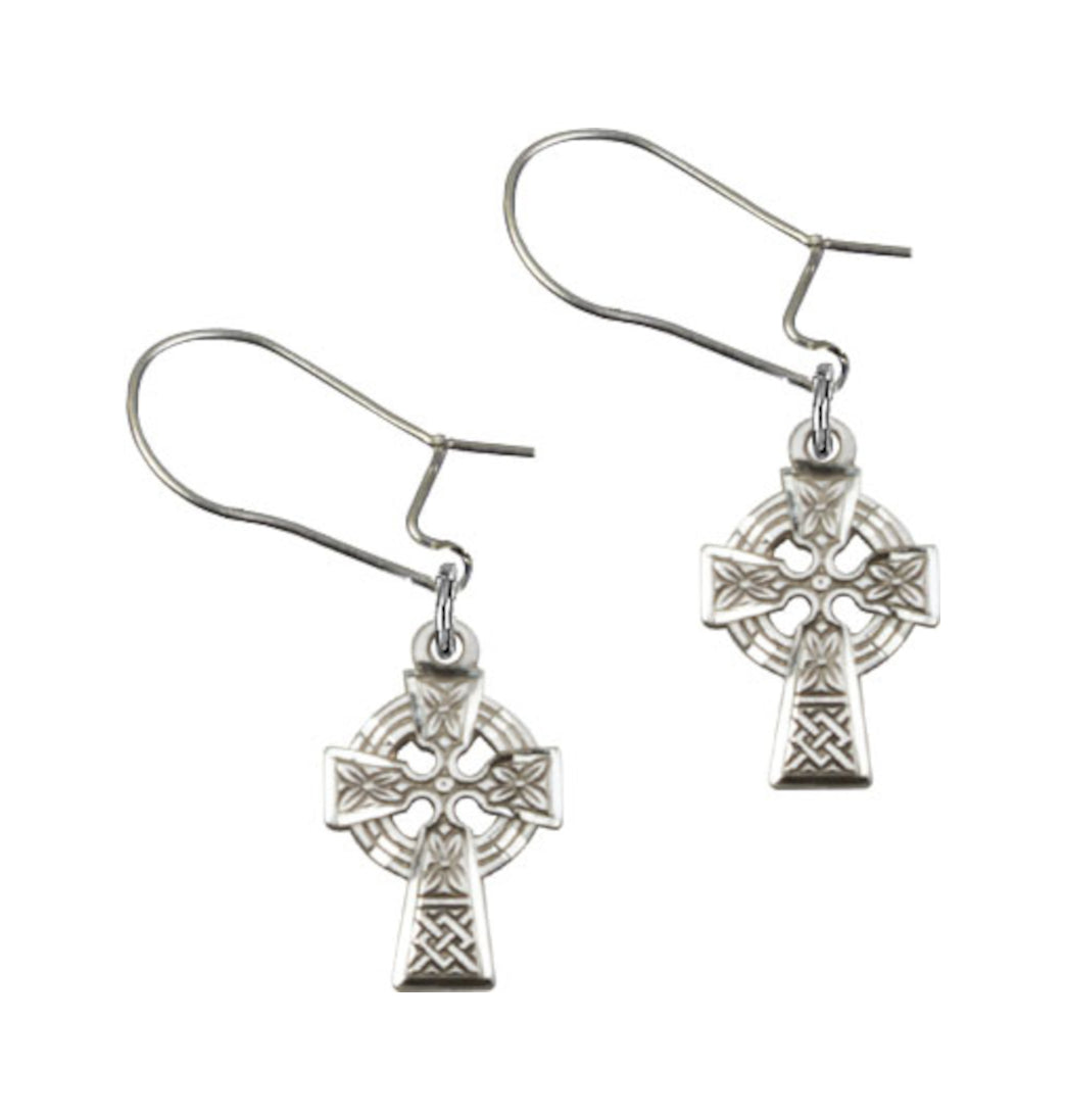 Bliss Manufacturing Sterling Silver Irish Celtic Cross Dangle Earrings,