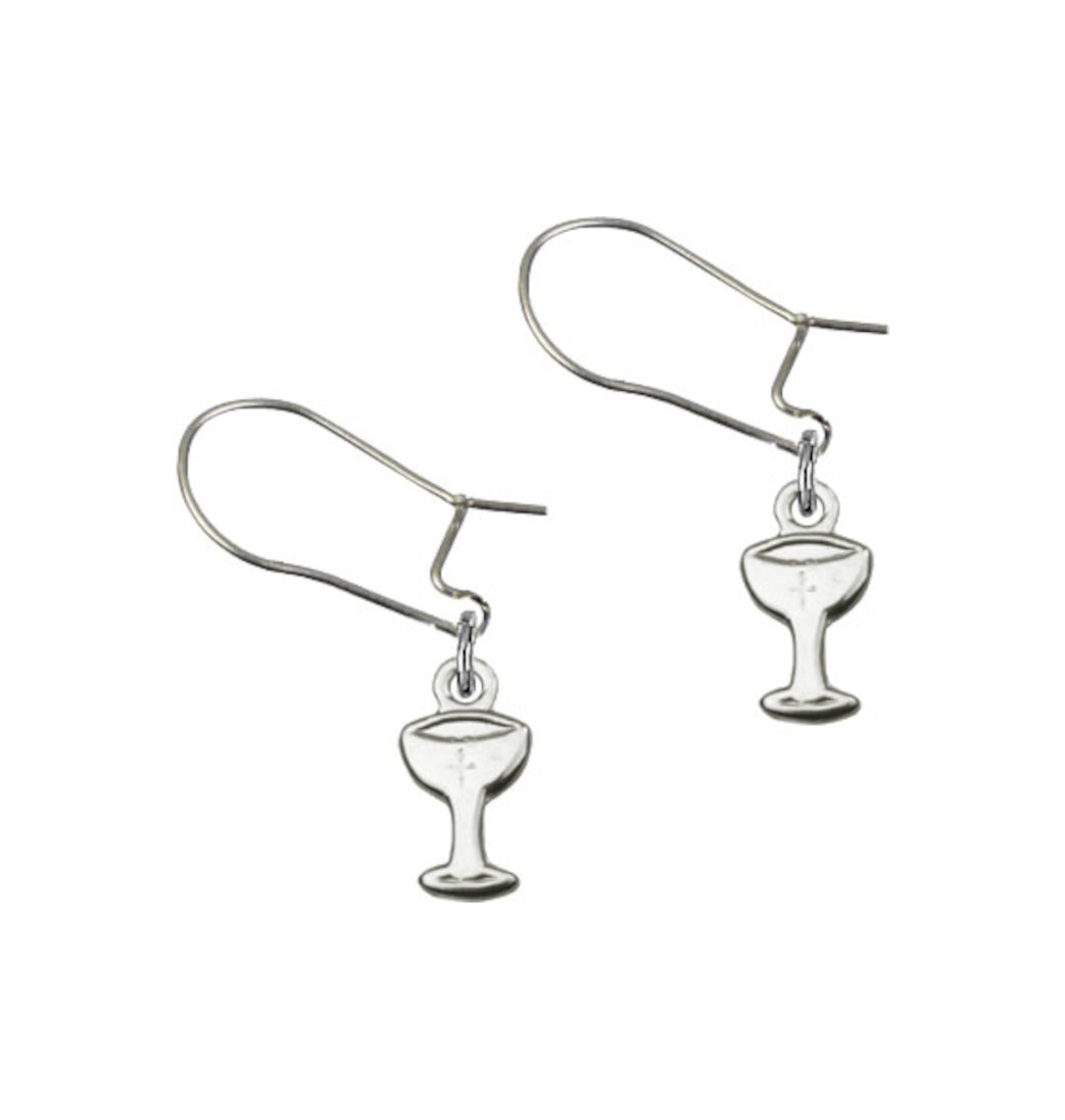 Bliss Manufacturing Sterling Silver Holy Communion Chalice Dangle Earrings