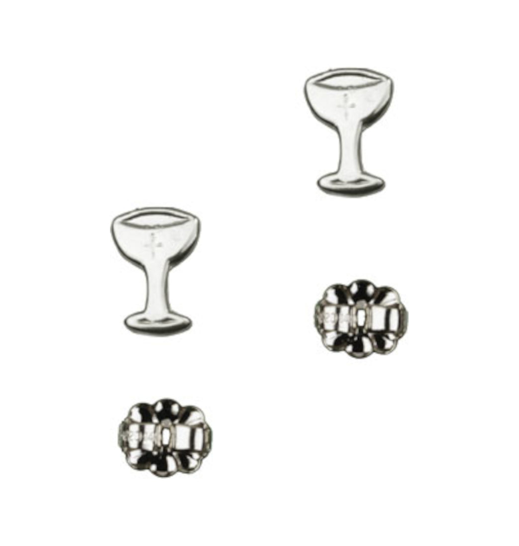 Bliss Manufacturing Sterling Silver Holy Communion Chalice Post Earrings,