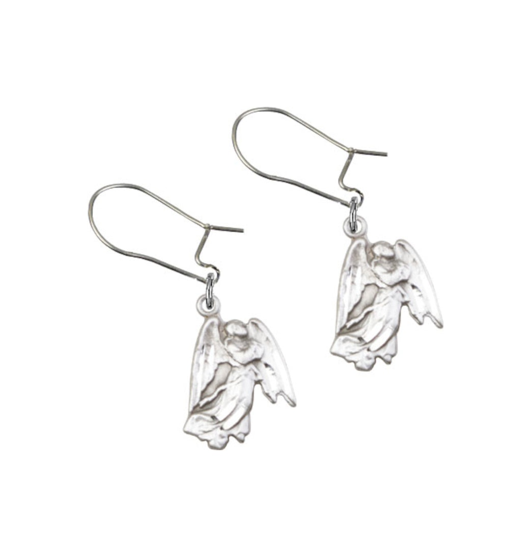 Bliss Manufacturing Sterling Silver Guardian Angel Dangle Earrings