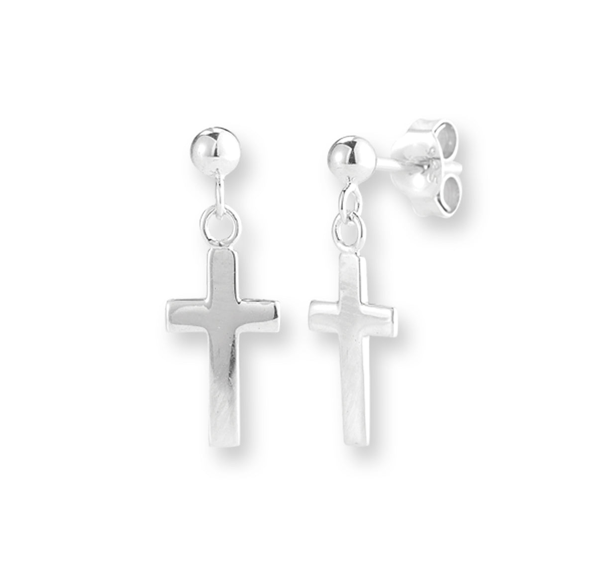 HMH Sterling Silver Dangle Cross Earrings